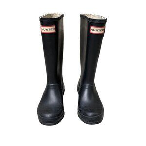 HUNTER Original Rain Boots US 2 EU 32 Big Kids Black High Gum Boot Rubber